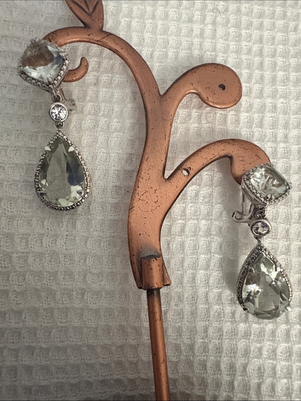 Praisiolite Teardrop Dangle Earrings - Sterling Silver - Picture 6 of 8